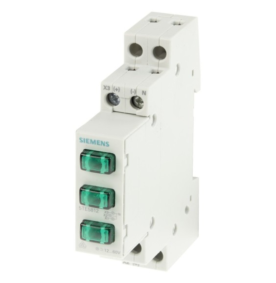 Spia da quadro guida din Tre gemme verdi 230V Siemens 5TE5802