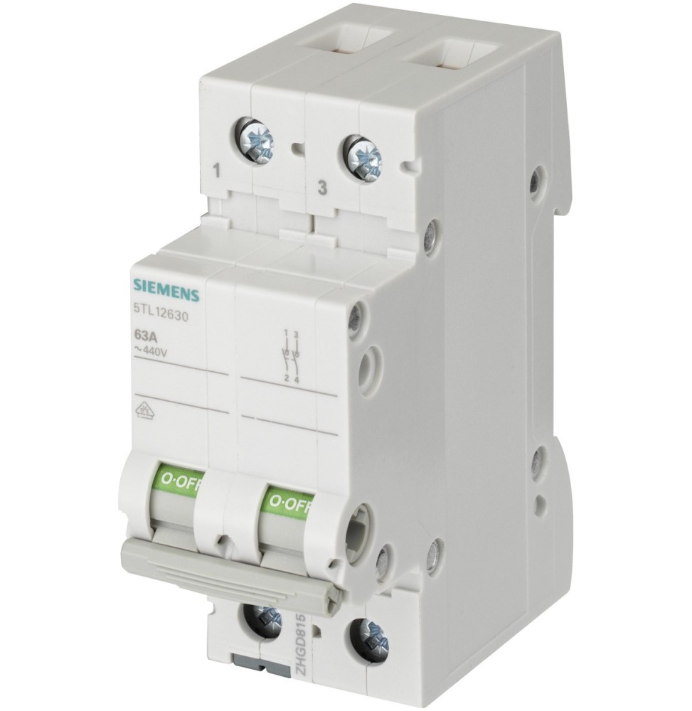 Sezionatore Bipolare 63A ON OFF Siemens 5TL12630