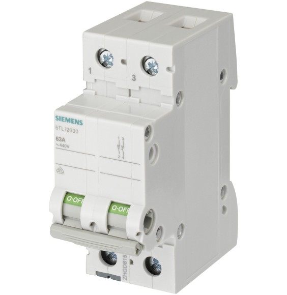 Sezionatore Bipolare 63A ON OFF Siemens 5TL12630