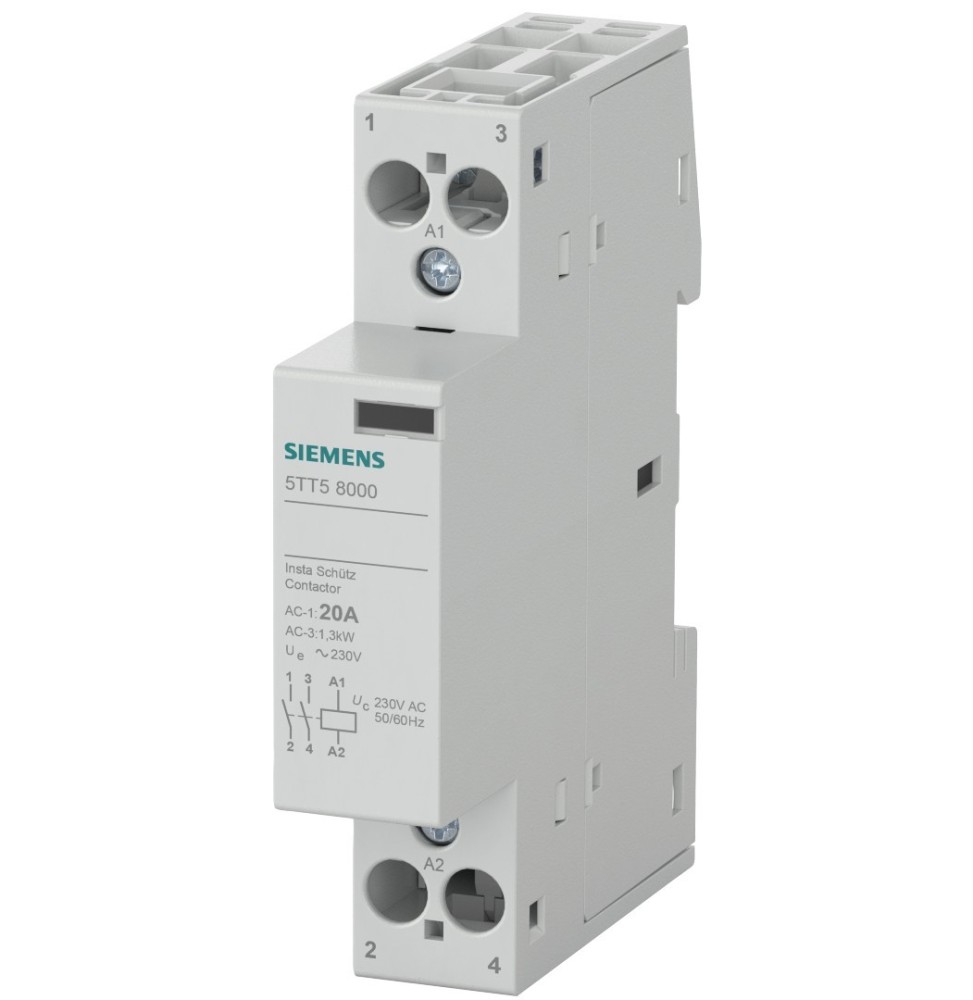 Contattore 2 poli NO Bobina 24V AC 20A Siemens 5TT58002