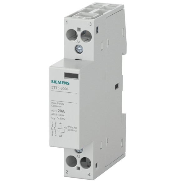 Contattore 2 poli NO Bobina 24V AC 20A Siemens 5TT58002