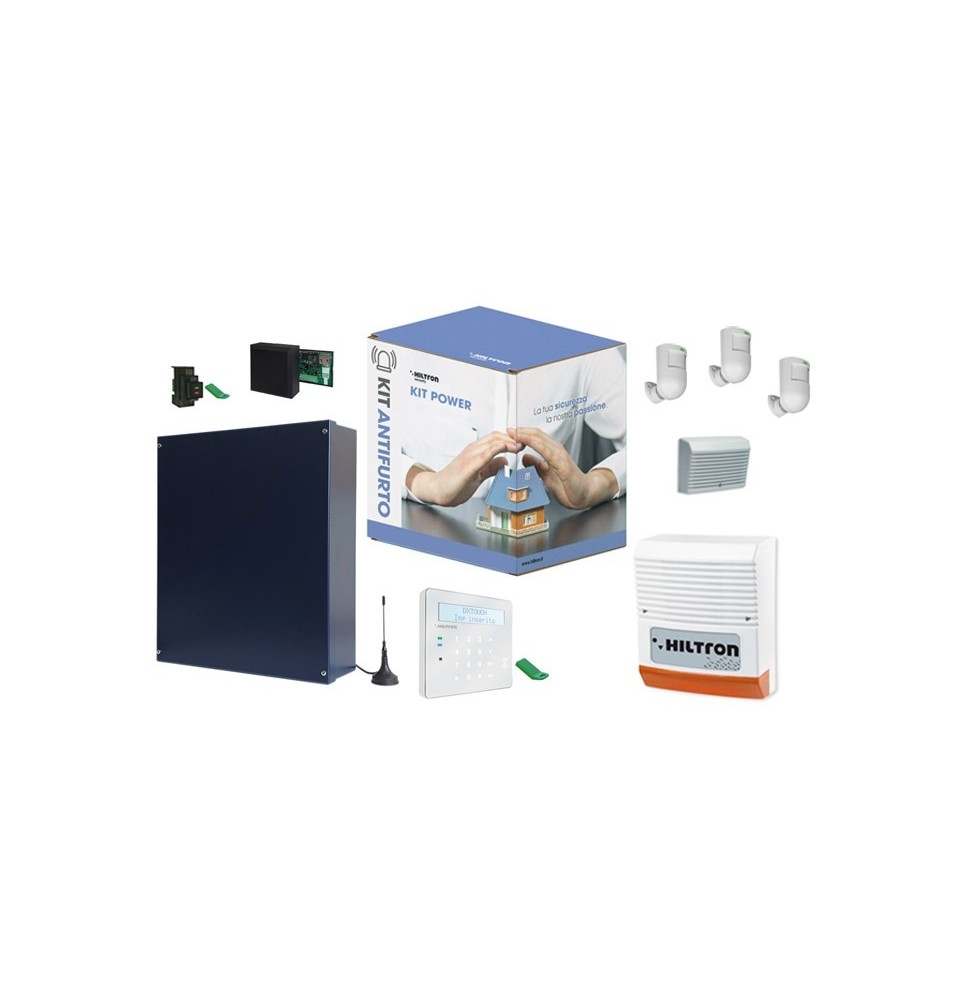 Kit antifurto Hiltron KITPOWER con centrale Power 8 e console touch integrata Kit antifurto Hiltron KITPOWER con centrale Power 8 e console touch integrata