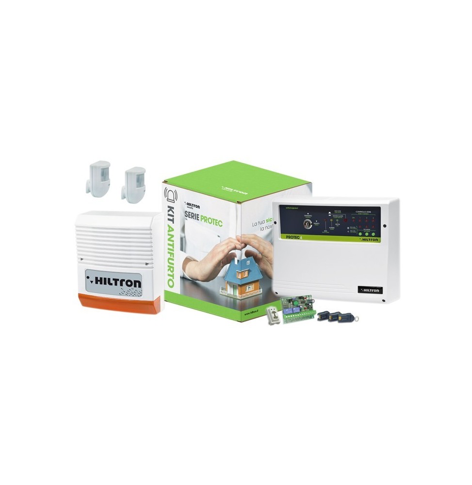 Kit antifurto completo Hiltron KPROTEC4 con centrale Protec4 e accessori inclusi