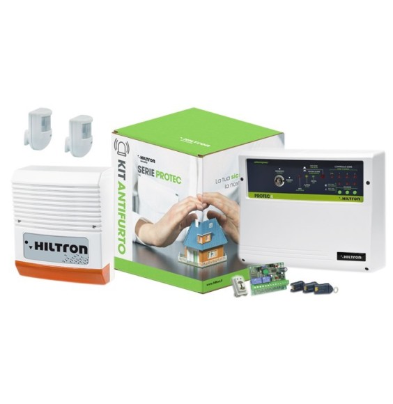 Kit antifurto completo Hiltron KPROTEC4 con centrale Protec4 e accessori inclusi