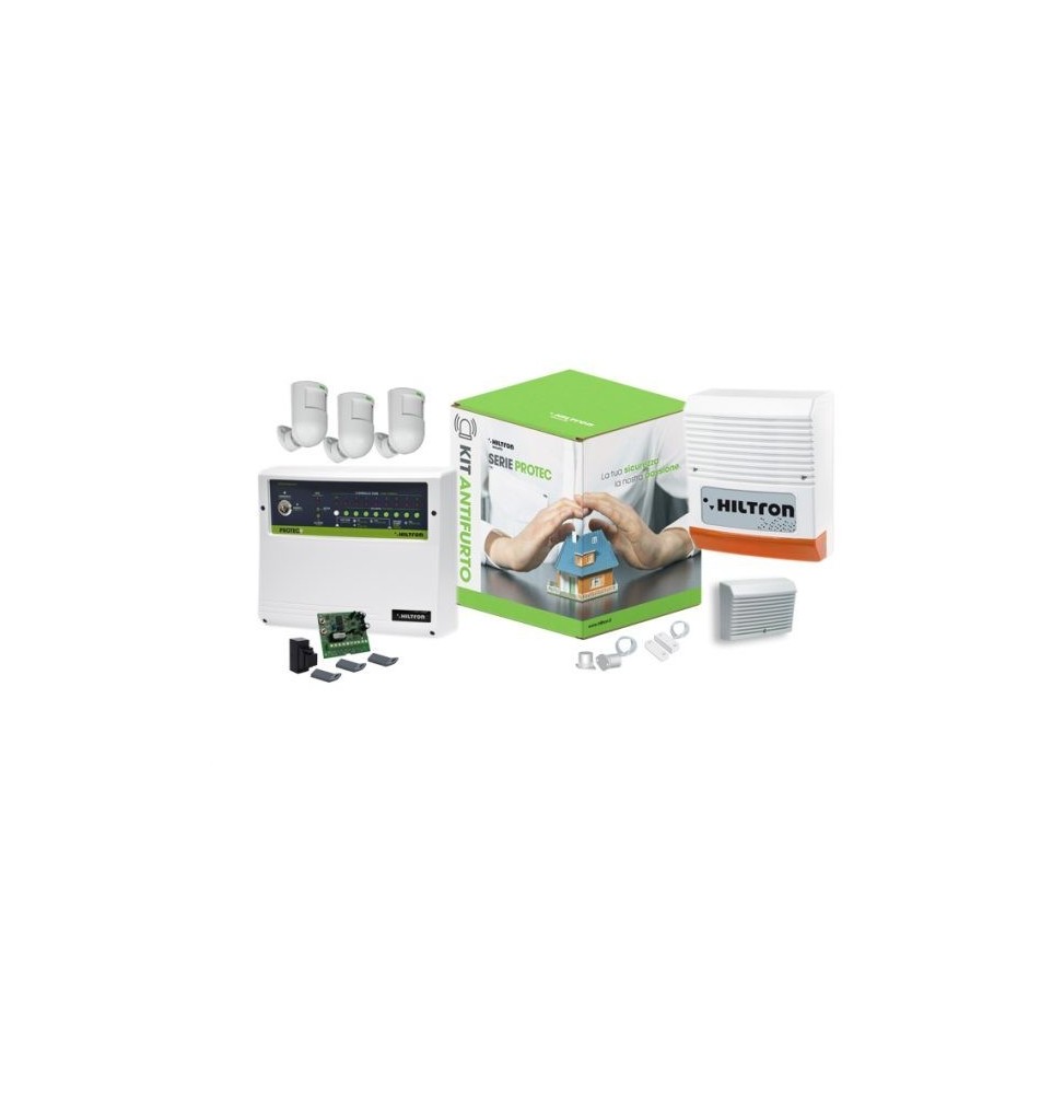 Kit antifurto completo Hiltron KPROTEC9 con centrale Protec9 e accessori inclusi Kit antifurto completo Hiltron KPROTEC9 con centrale Protec9 e accessori inclusi