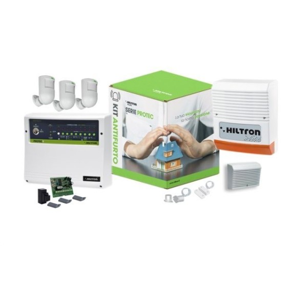 Kit antifurto completo Hiltron KPROTEC9 con centrale Protec9 e accessori inclusi