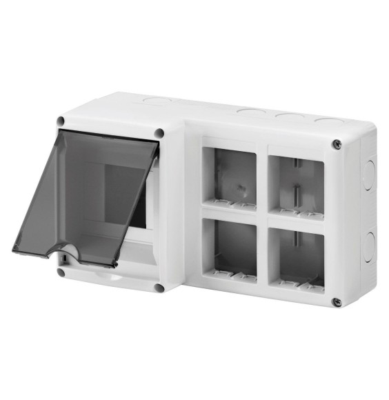 Contenitore IP40 da parete per 8 moduli frutto e 4 Din Gewiss GW27072