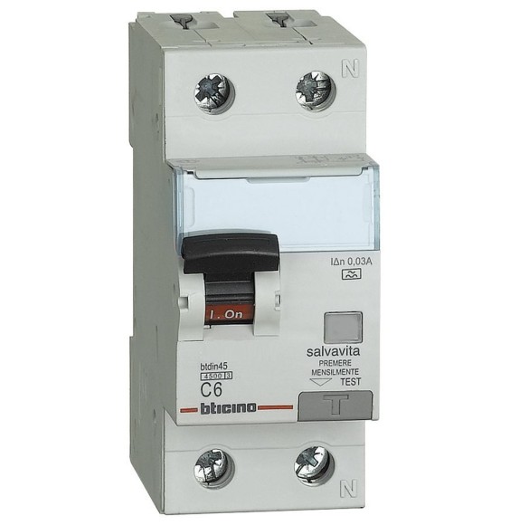 Interruttore magnetotermico differenziale BTICINO 1P+N 6A TIPO A