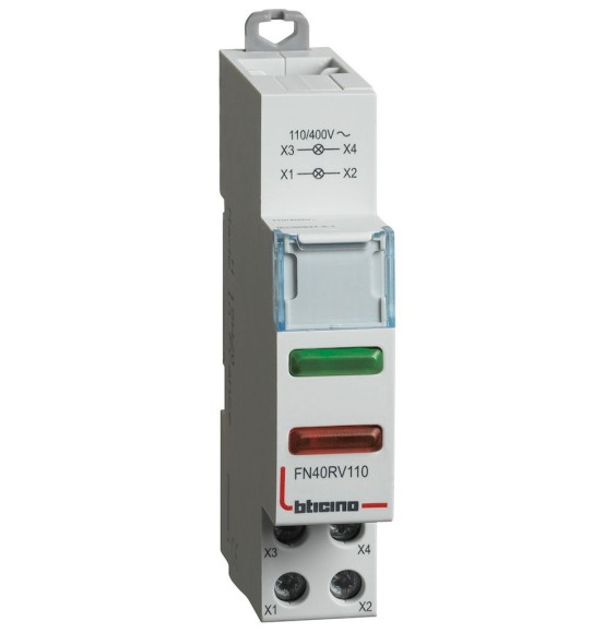 Spia doppia rossa e verde attacco DIN 110-400 Vac BTicino FN40RV110