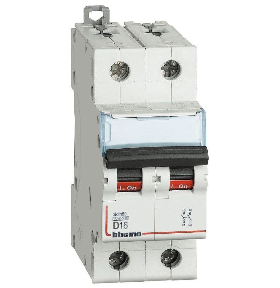 Interruttore magnetotermico 16A curva D 6KA 2 Poli BTicino FN82D16
