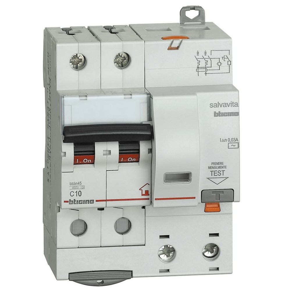 Interruttore Automatico Magnetotermico Differenziale 2P 10A Bticino GC8230AC10