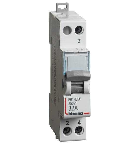 Deviatore 1NC+1NO 230400V 1 modulo Din Bticino F61N32D