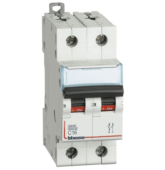 Interruttore magnetotermico 16A 6kA 1 Polo + Neutro BTicino FN81NC16