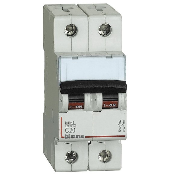 Interruttore magnetotermico 20A Bticino 2 Poli 4,5 kA FA82C20