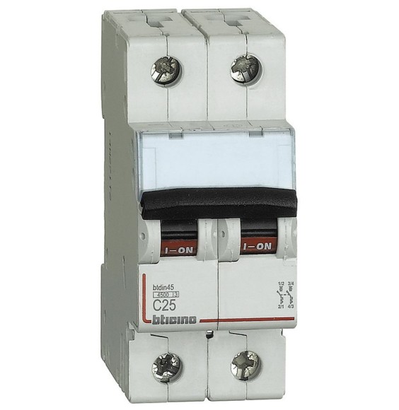 Interruttore magnetotermico 25A Bticino 2 Poli 4,5 kA FA82C25