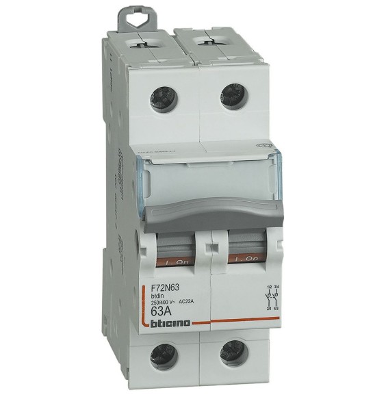 Sezionatore Bipolare 63A 2 moduli Bticino F72N63