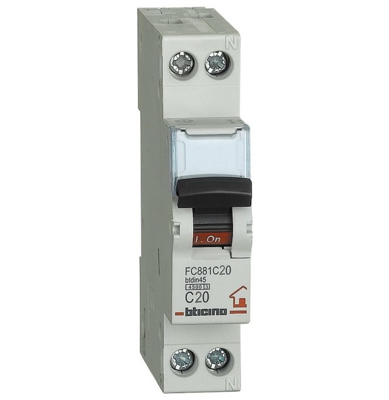 Interruttore automatico magnetotermico 1P+N 20A 4,5KA BTicino FC881C20