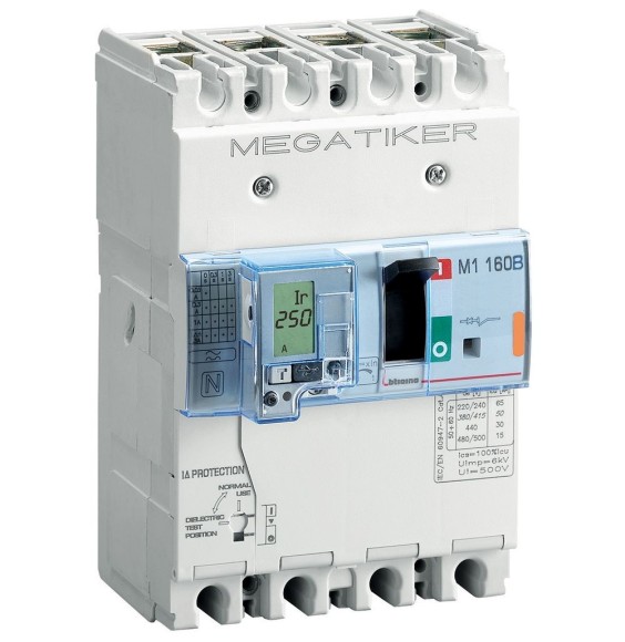 Interruttore magnetotermico differenziale 3P+N 160A Bticino MEGATIKER T714B160D