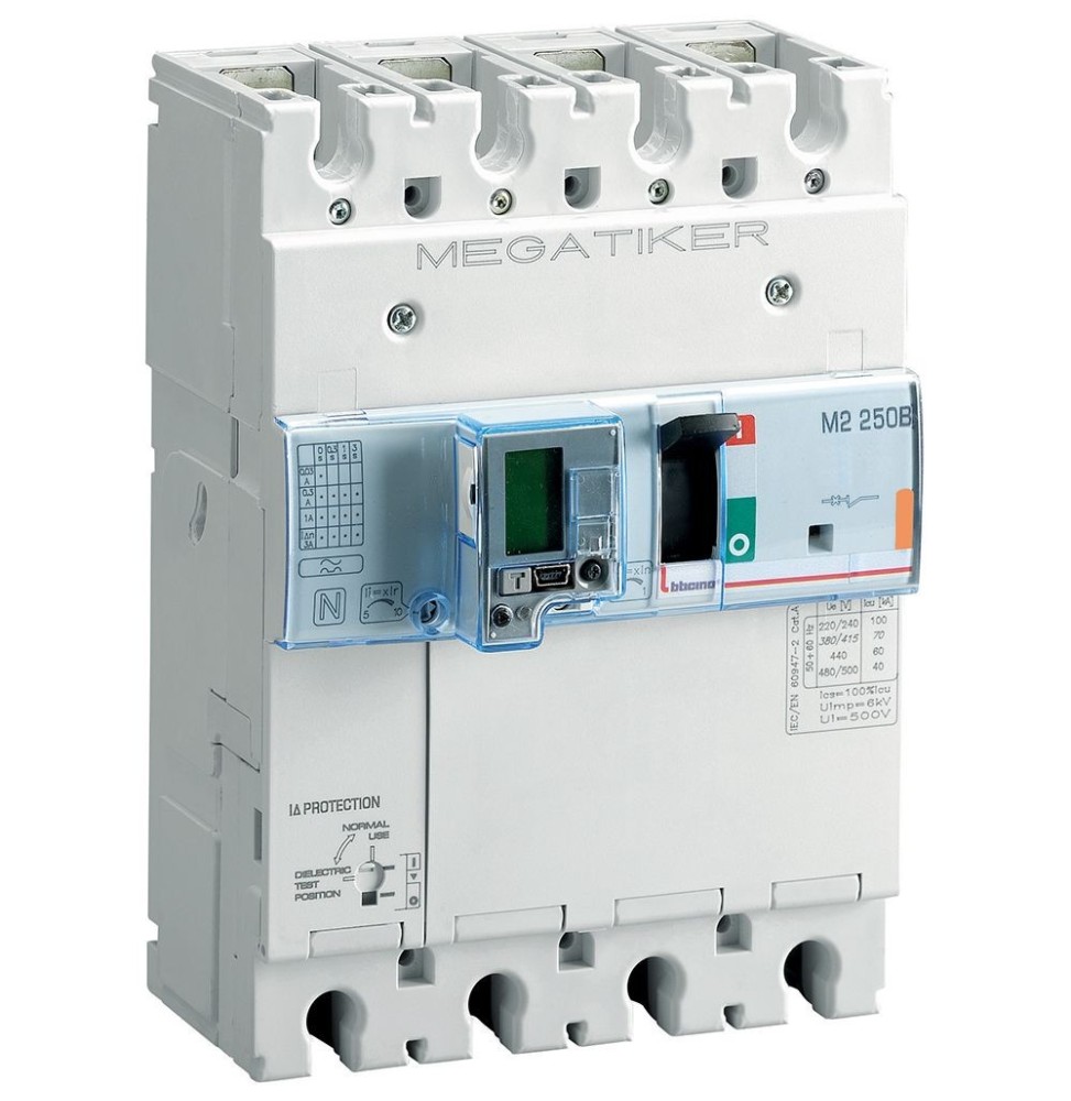 Interruttore magnetotermico differenziale Bticino MEGATIKER 3P+N 250A T724B250D