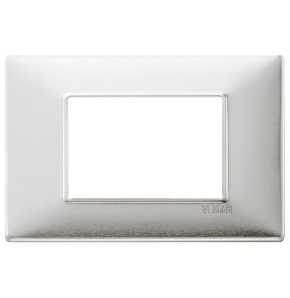 Placca Vimar Plana 3 moduli in metallo alluminio spazzolato 14653.81