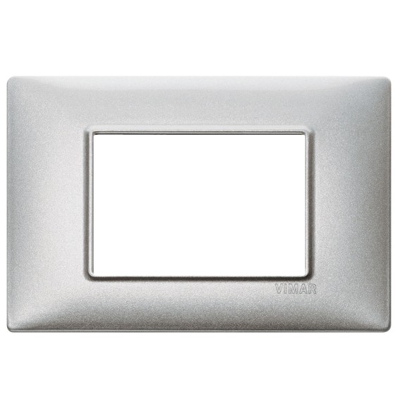Placca 3 moduli in metallo argento metallizzato Vimar Plana 14653.71