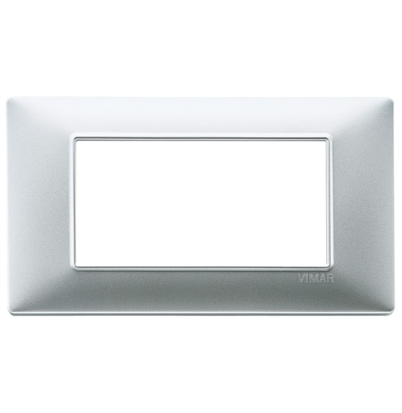 Placca 4 moduli argento opaco in tecnopolimero Vimar Plana 14654.20