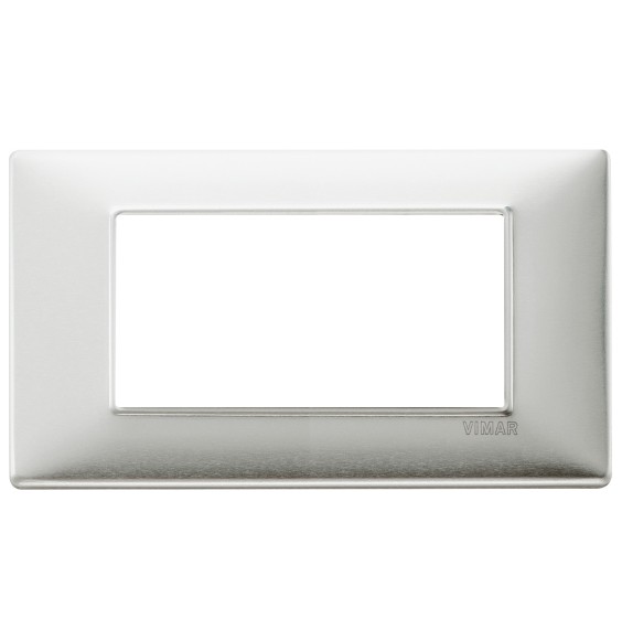 Placca 4 moduli alluminio spazzolato Vimar Plana 14654.81