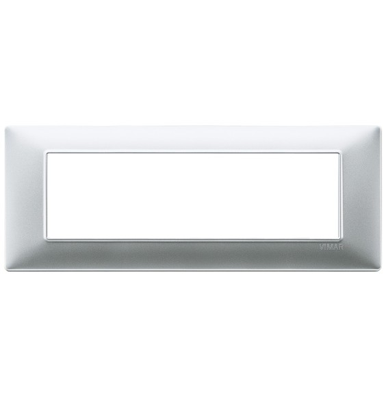 Placca Vimar Plana 7 moduli argento opaco in tecnopolimero 14657.20