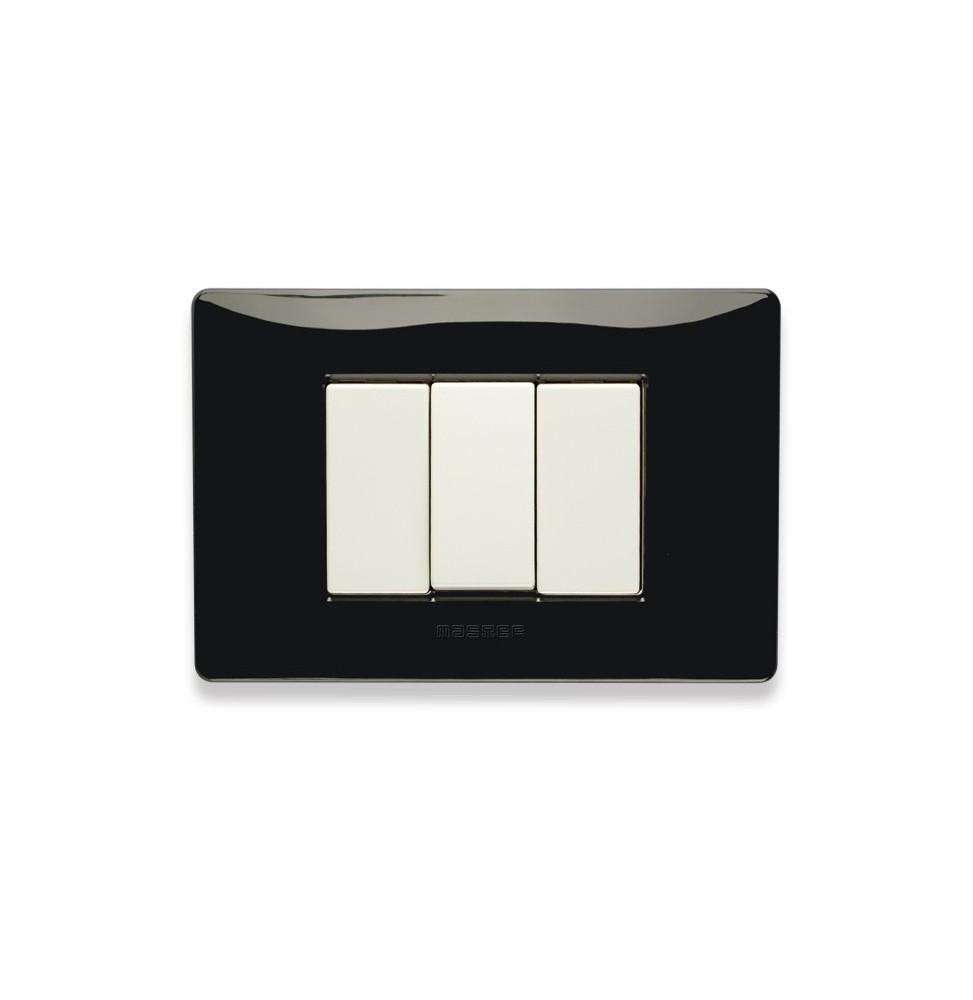 Placca Master Mix 3 posti in tecnopolimero Nero Panther 21MX203
