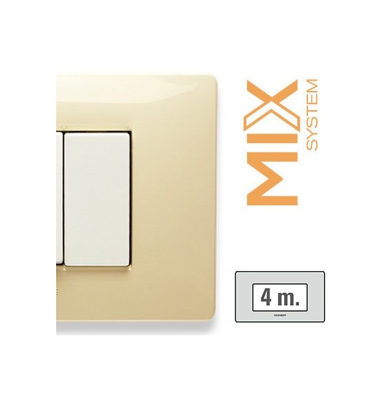 Placca Master Mix 4 posti in tecnopolimero Bianco Parigi Bticino 21MX124