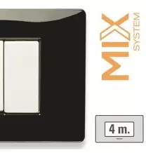 Placca Master Mix 4 posti in tecnopolimero Nero Panther  21MX204