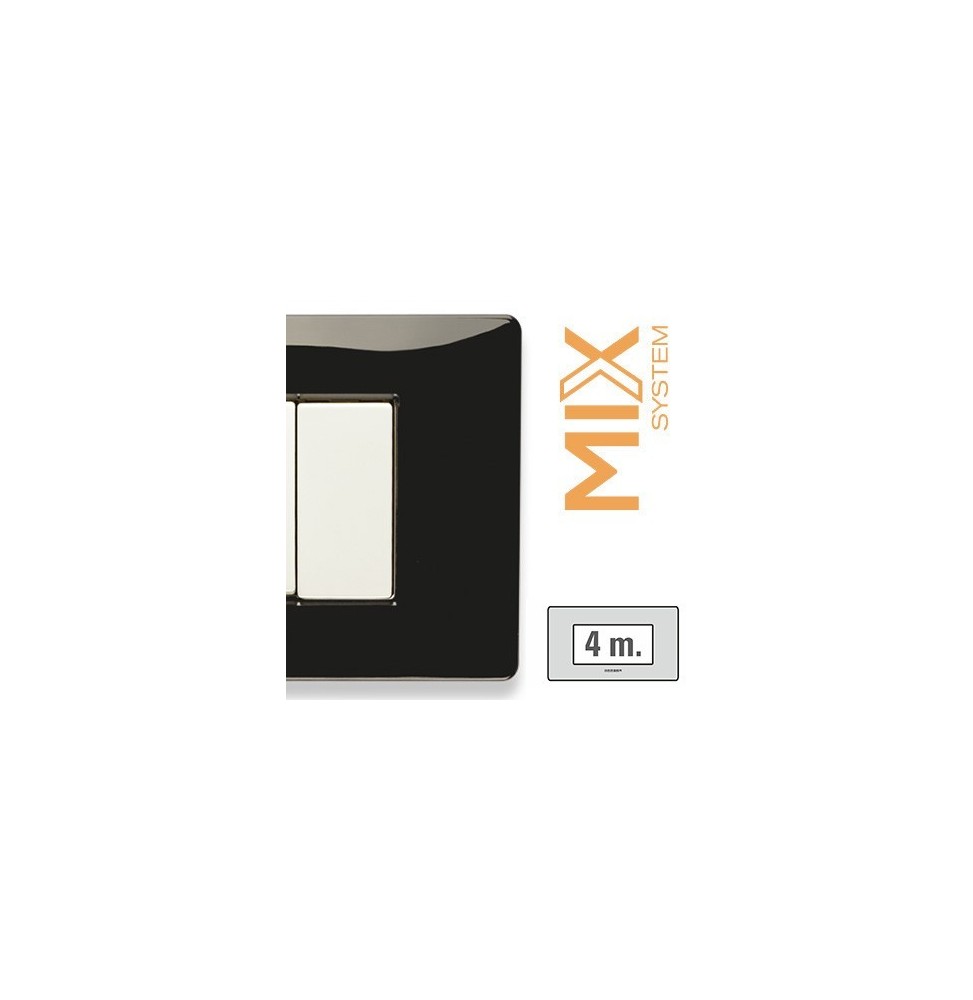 Placca Master Mix 4 posti in tecnopolimero Nero Panther  21MX204