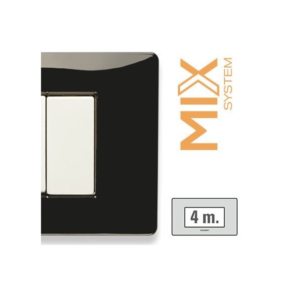 Placca Master Mix 4 posti in tecnopolimero Nero Panther  21MX204