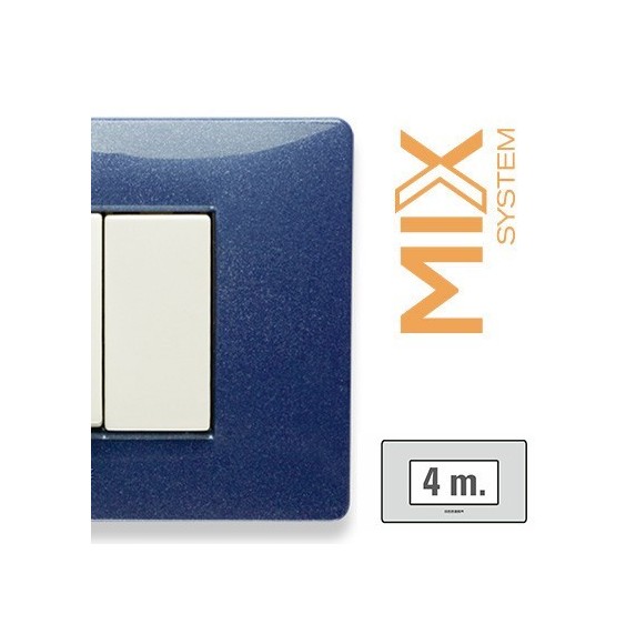 Placca Master Mix 4 posti in tecnopolimero Blu Vega 21MX354