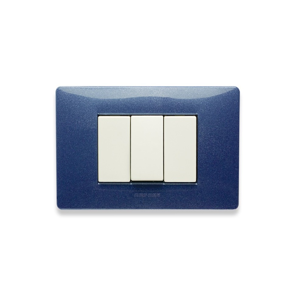 Placca Master Mix 3 posti in tecnopolimero blu Vega 21MX353
