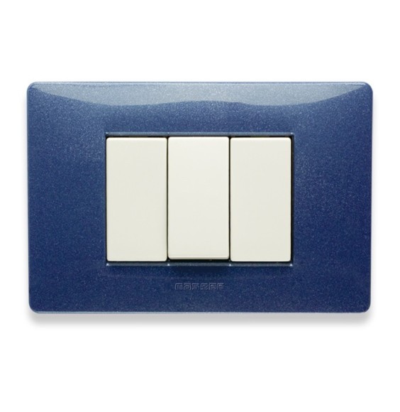 Placca Master Mix 3 posti in tecnopolimero blu Vega 21MX353