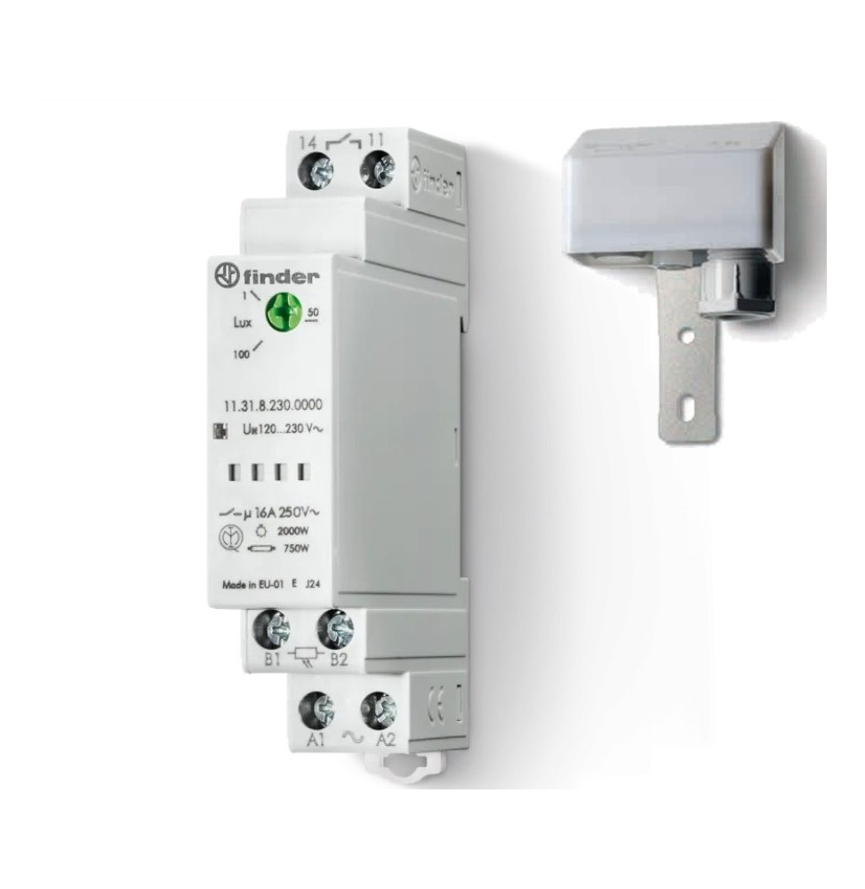Crepuscolare Modulare con fotosensore separato  230V 16A Finder 113182300000