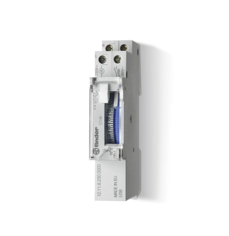 Interruttore orario Giornaliero 16A 230V 1 Modulo Din Finder 121182300000
