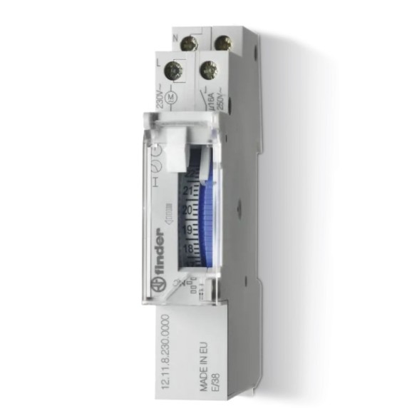 Interruttore orario Giornaliero 16A 230V 1 Modulo Din Finder 121182300000