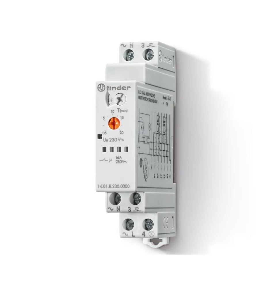 Temporizzatore luce scala multifunzione 16A Finder 140182300000