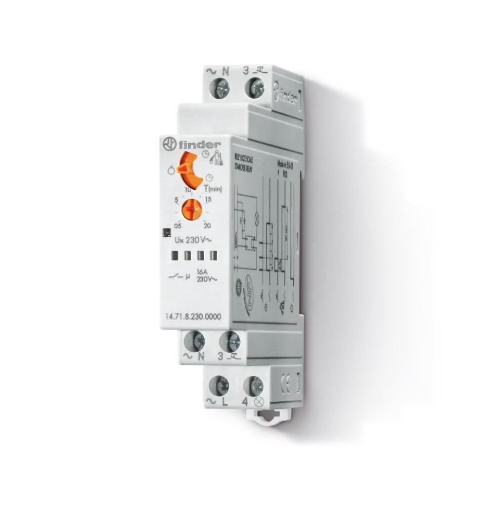 Temporizzatore luce scala 1 Modulo 3 Funzioni 16A Finder 147182300000