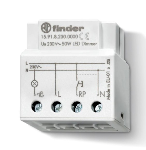 Rele' dimmer varialuce  per led montaggio su falso polo Potenza 100W Finder 159182300000