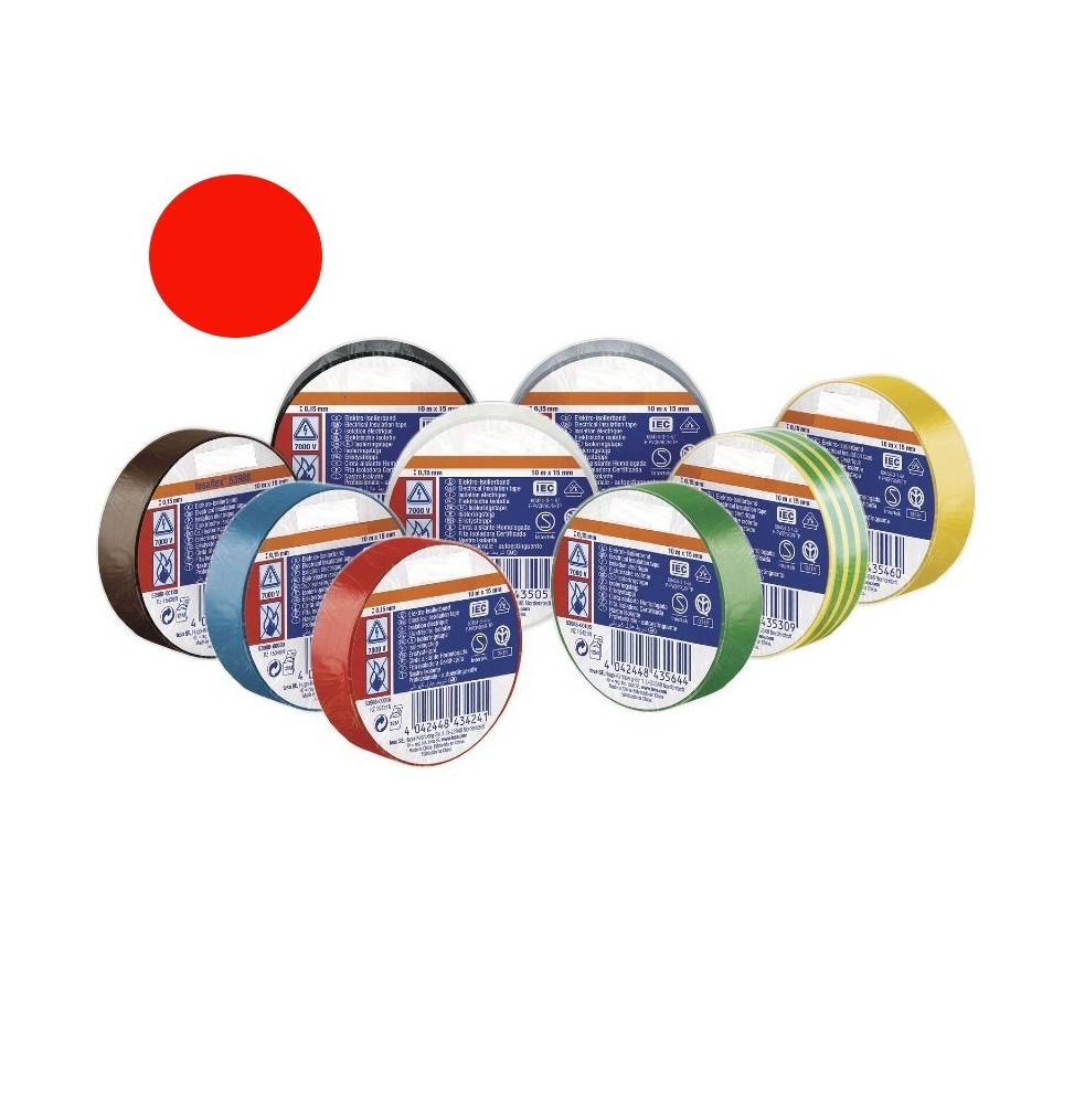 Nastro isolante 10x15 Spessore 0,13 Rosso in PVC