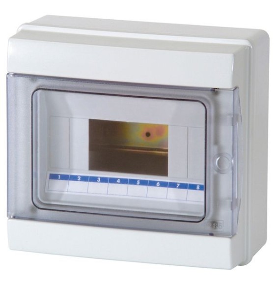 Centralino da parete stagno IP65 8 moduli con porta Fume' Master M04908-T