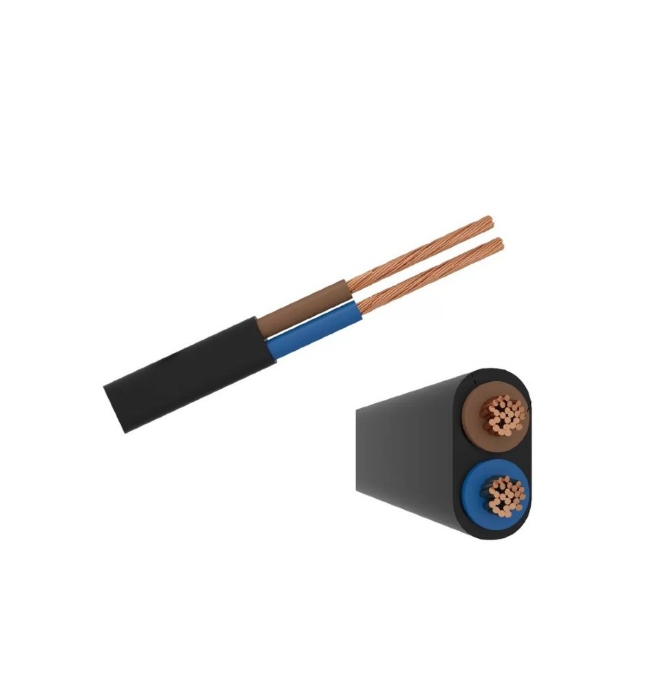 Cavo elettrico piatto multipolare flessibile 2x0,75mmq Nero