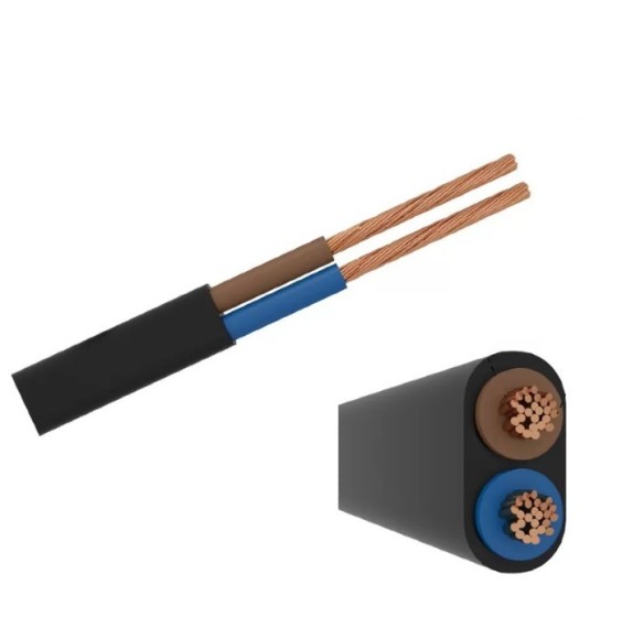 Cavo elettrico piatto multipolare flessibile 2x0,75mmq Nero