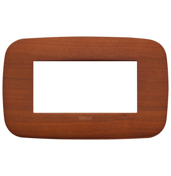 Placca Vimar Arke' Round 4 moduli Legno Naturale di Ciliegio 19684.52