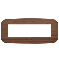 Placca Vimar Arke' Round 7 moduli Legno Naturale di Noce 19687.51