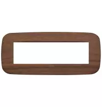 Placca Vimar Arke' Round 7 moduli Legno Naturale di Noce 19687.51