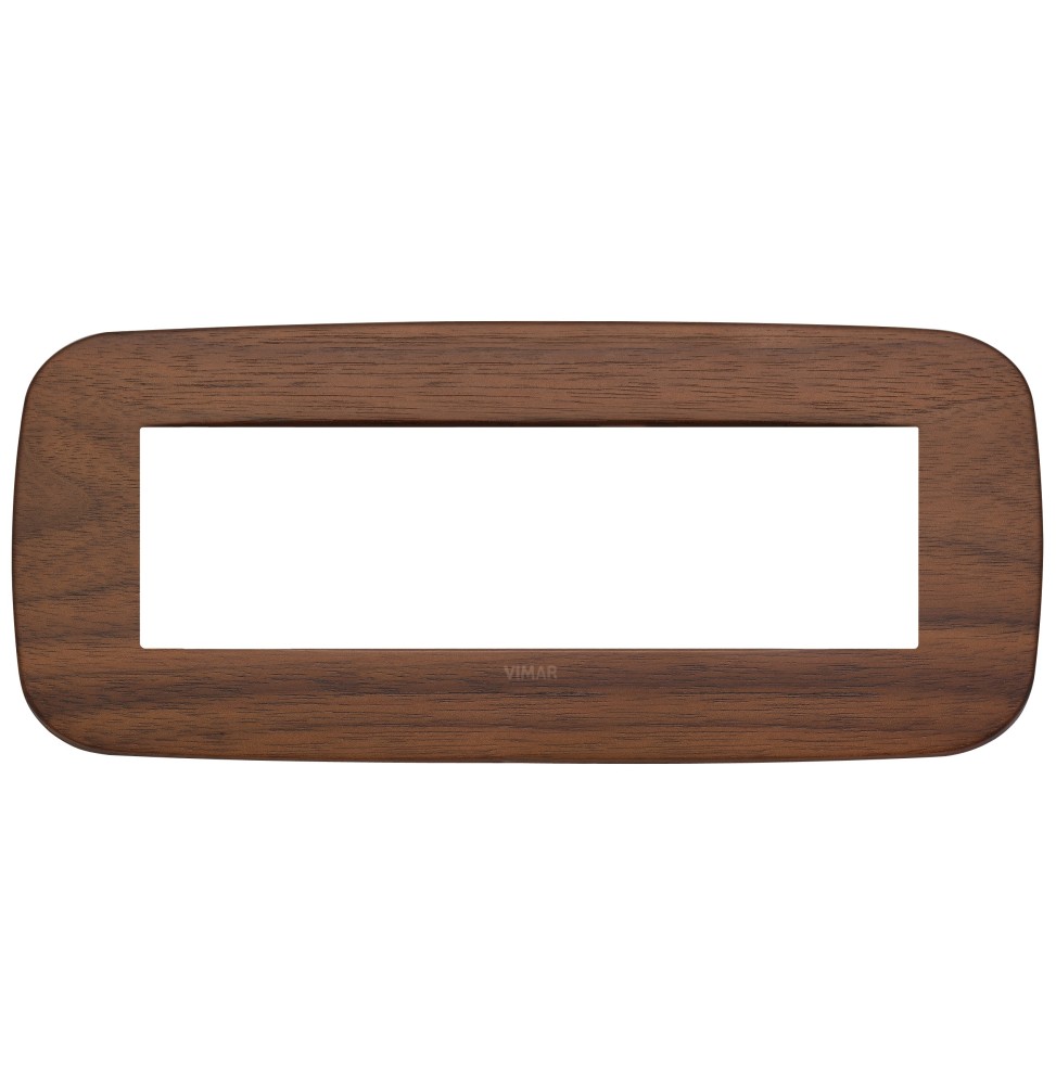 Placca Vimar Arke' Round 7 moduli Legno Naturale di Noce 19687.51